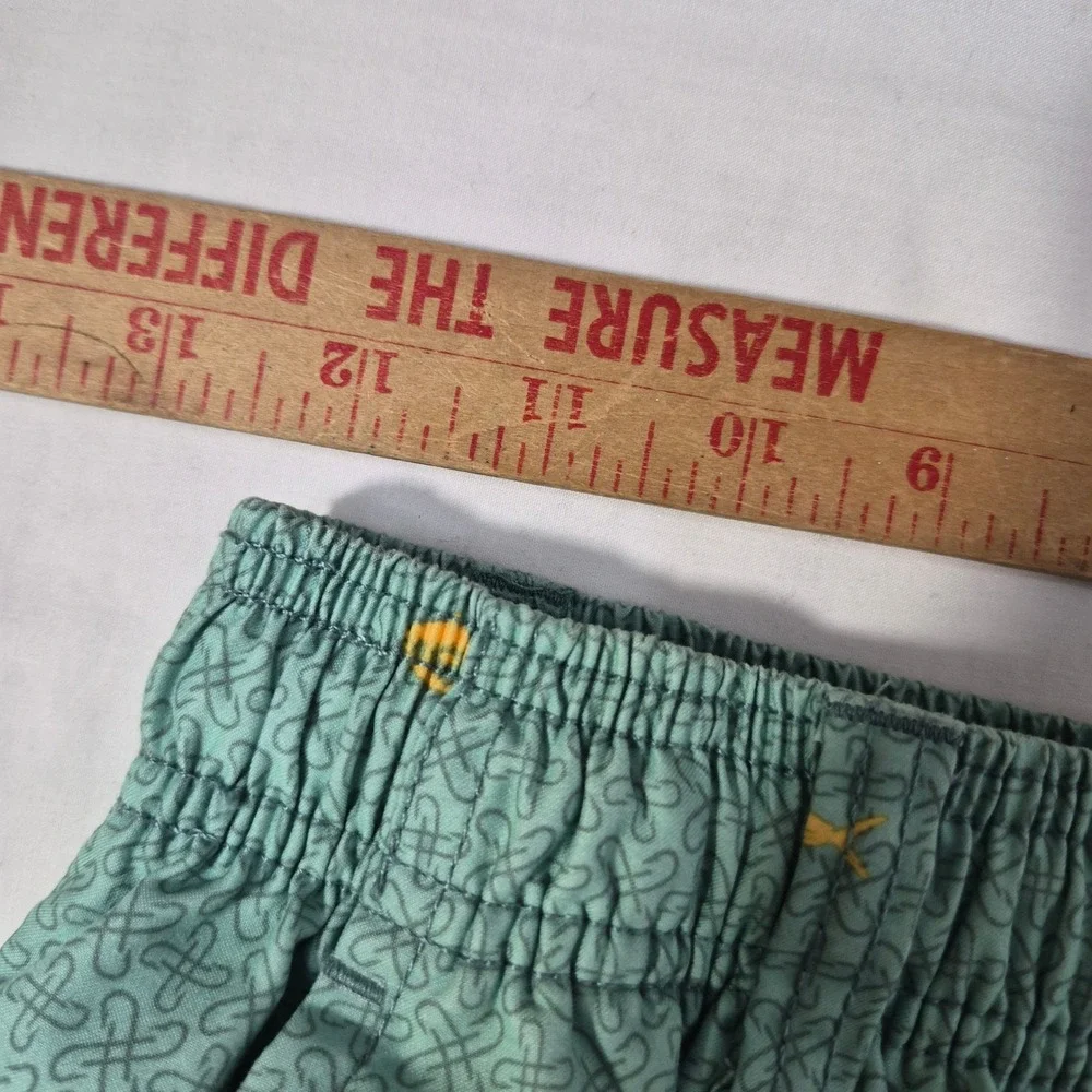 AFTCO Swim Trunks Mens Small Green Fish Print Board‎ Shorts Fishing Wear